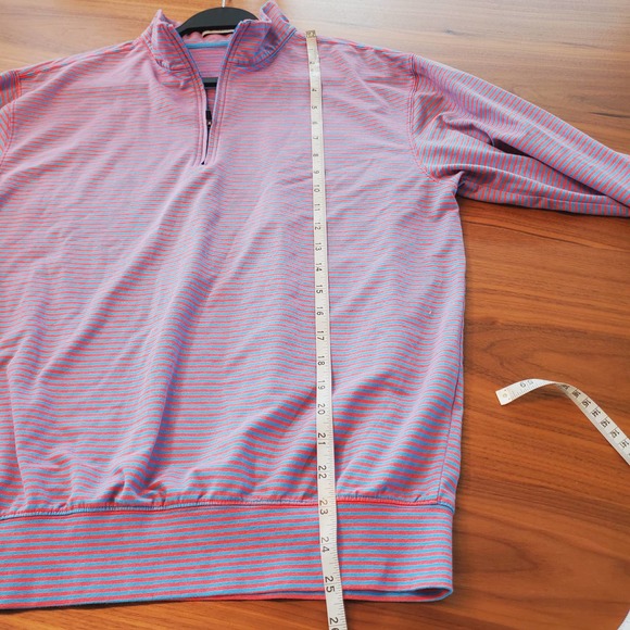 Oliver Ridley Mens 1/4 Zip Striped Pullover Long Sleeve Golf Top Sz M Pink Blue - Picture 6 of 8
